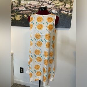 Floral Sleeveless Dress - White and Yellow size small